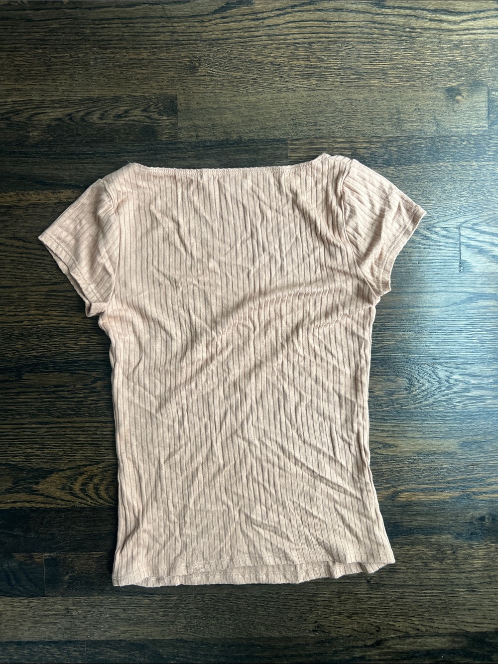 Reformation Women’s Bardot Short-Sleeve Ribbed Square-Neck Top Golden Tan | S - Picture 4 of 6